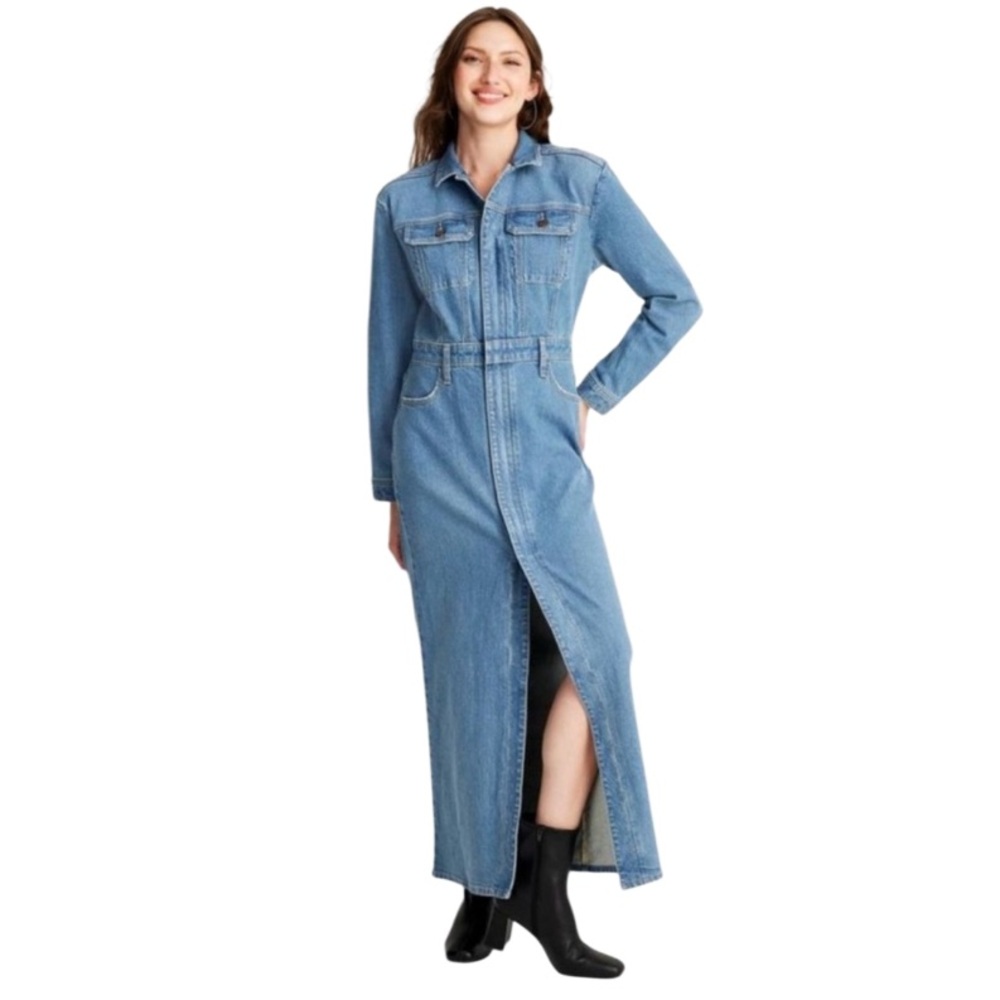 Women's Blue Jean Denim Maxi Skirt Dress by Universal Thread